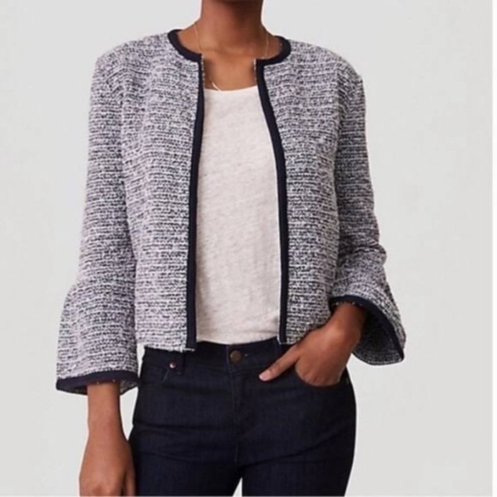 bell sleeve tweed blazer